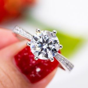 2ct moissanite stone 100% diamond tester passed with band silver ring